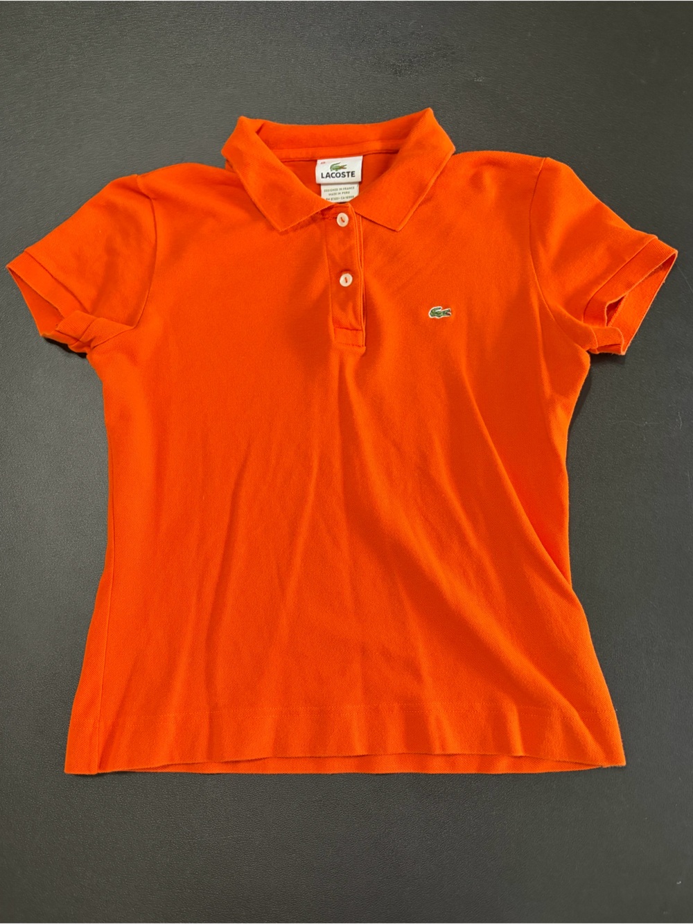 Lacoste Orange Cropped Short Sleeve Polo Shirt